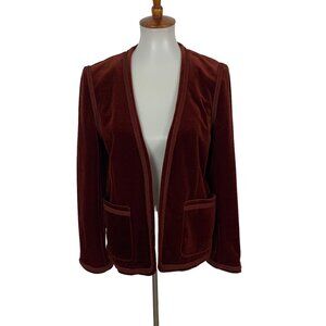 Vintage ACT III Blazer 12 Brown Velvet Open Front Retro‎ 90s Evening